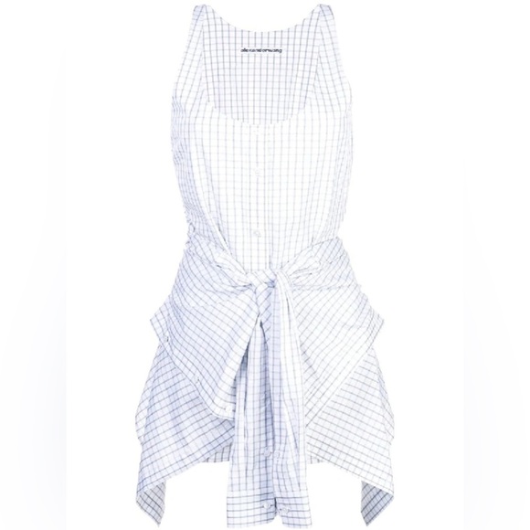 ALEXANDER WANG Plaid Print Scoop Neck Poplin Tie-Waist Romper w/Tags Sz US 6 - Picture 1 of 11